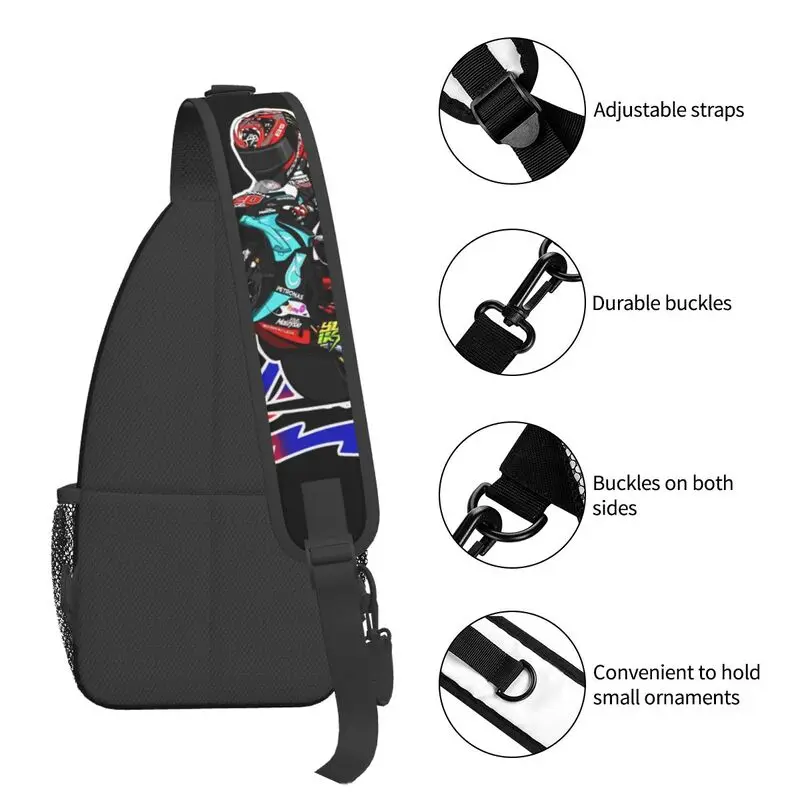 Bolso de hombro personalizado Fabio Quartararo para hombres, mochila cruzada de pecho, mochila de Camping de ciclismo, mochila de día