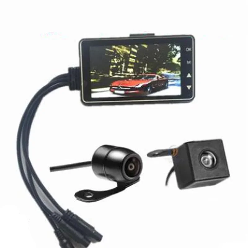 Nieuwe 3.0 "Lcd-scherm MT80 Waterdichte IP68 Auto Black Box Dual Lens Motorcycle Dvr Camera Video Recorder 30FPS Motorfiets recorder