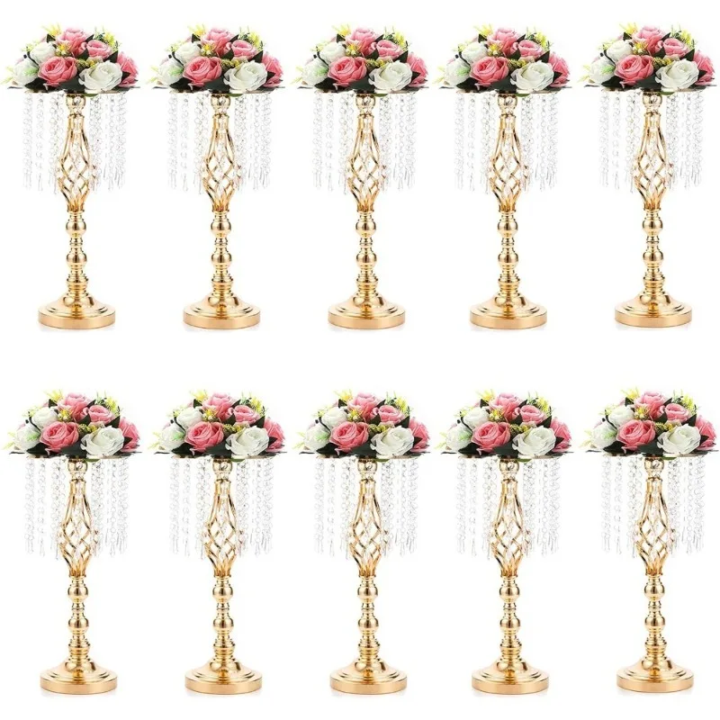 

Золотая металлическая подставка для цветов, высокие напольные вазы для свадебного стола, украшения для вечеринки, оптом, 10 шт.