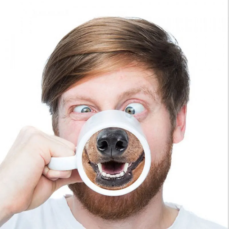 Tasse de chien drôle en céramique café thé verres âne nez de chien conçu