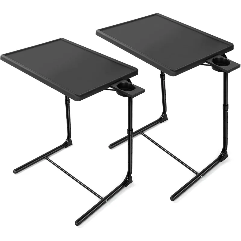 

Adjustable TV Tray Table - TV Dinner Tray on Bed & Sofa, Comfortable Folding Table with 6 Height & 3 Tilt Angle Adjustments