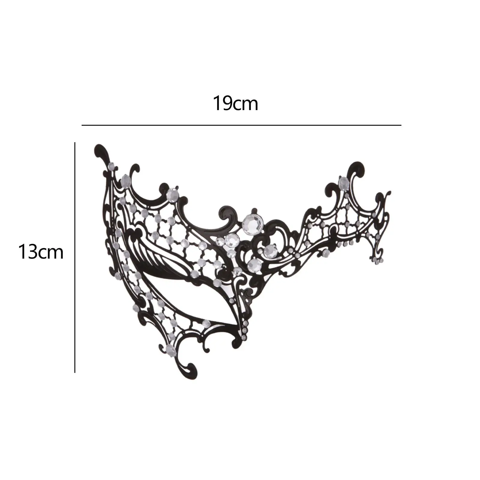 Antique Iron Masquerade Eyemask for Ladies Rhinestone Decor Adjustable Half Face Mask for Halloween Carnival Costume Event