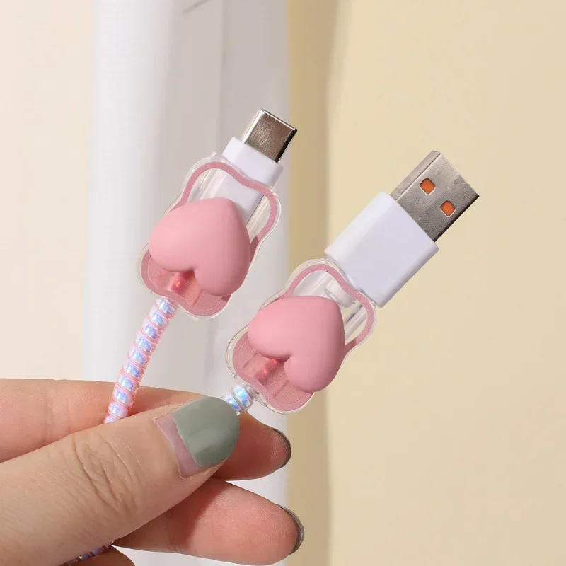 Cable Protector Mobile Phone Charger Cover Cartoon Cute Hear Charger Case for Apple Iphone 18/20w Power Adapter Cord Organizer