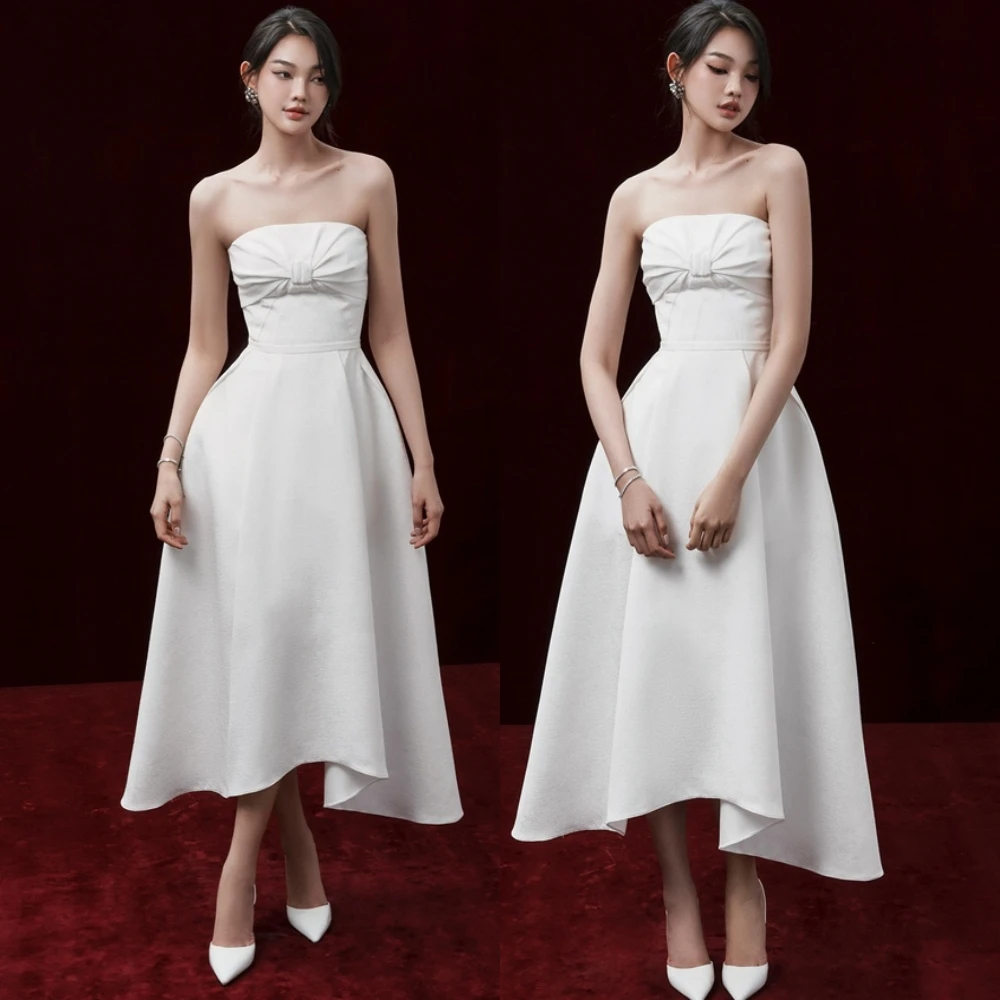 

Customized Elegant Jersey Strapless Evening Dress Exquisite A-Line Prom Dresses High Quality Special Occasion Gowns