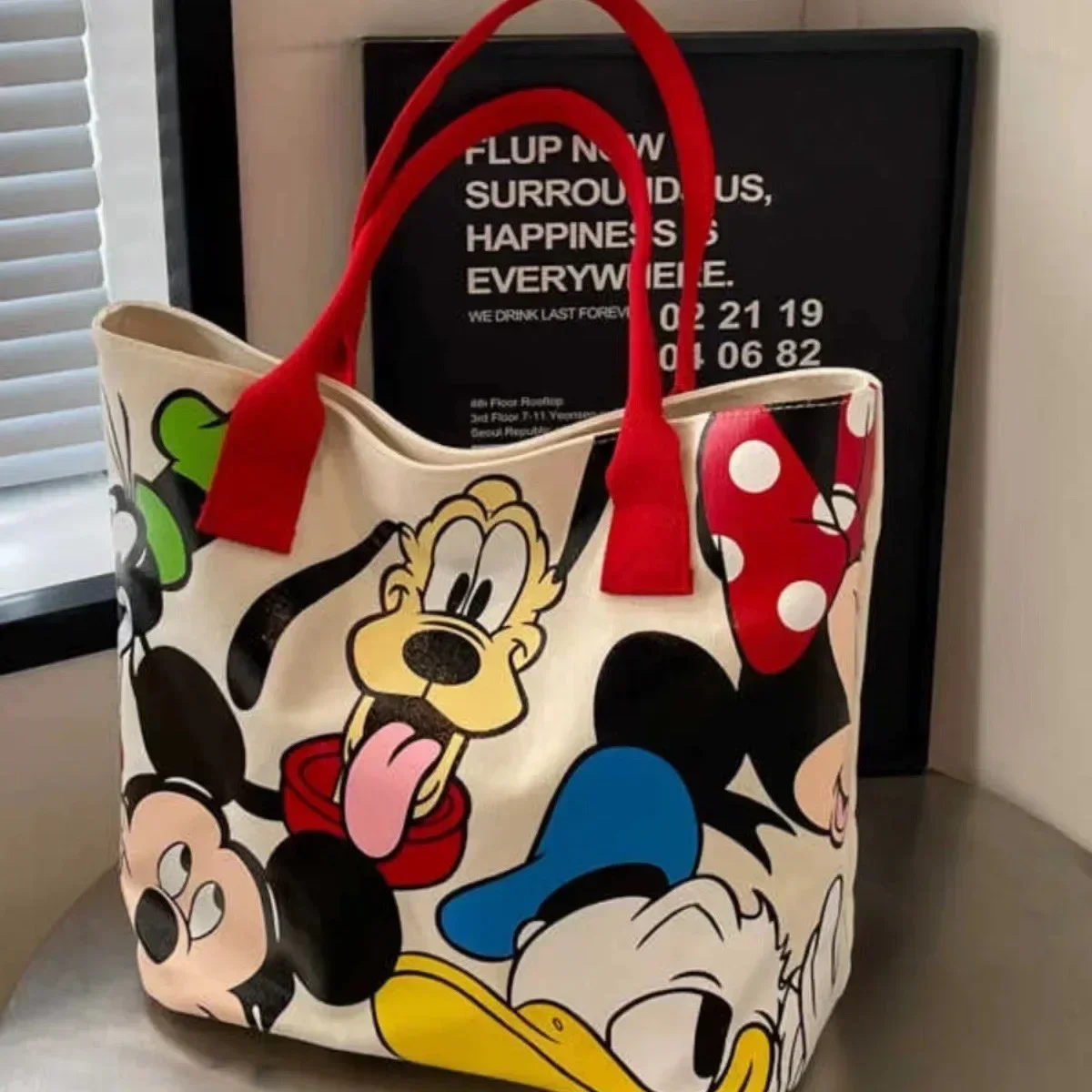 

Mickey Minnie Large Capacity Tote Bag Customized Cartoon Printed Shoulder Bag Fashionable and Versatile Crossbody Bag