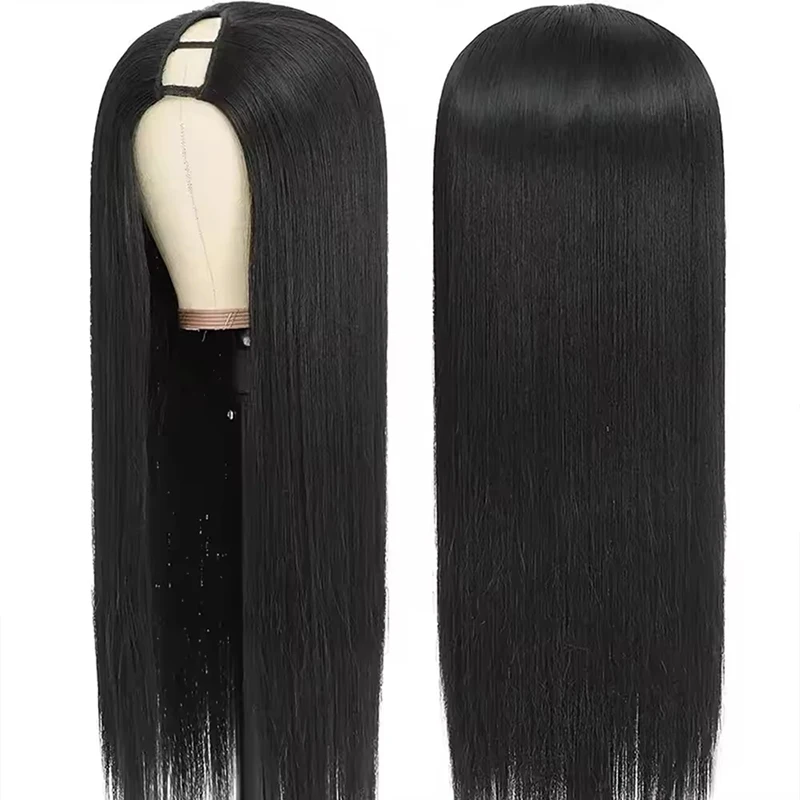 230 Density Straight Hair V Part Human Hair Wigs Glueless Wigs Human Hair Ready to Wear 3 IN 1 Wig Drawstring Clip In V Part Wig