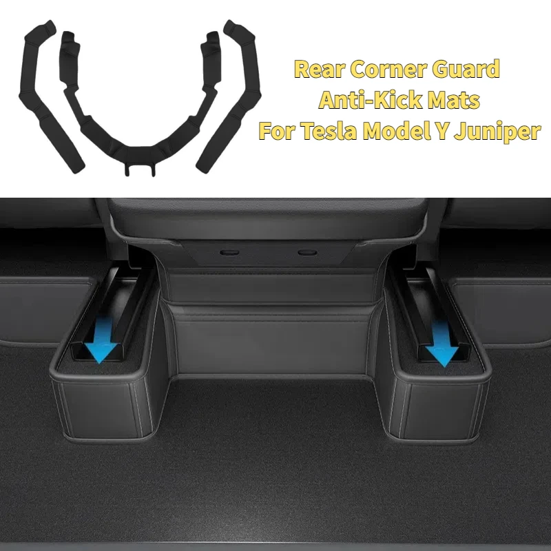 

Seat Feet Threshold Strip for Tesla Model Y Juniper 2025 Rear Corner Protectors Anti-Kick Mats Leather Interior Car Accessories