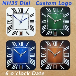 NH35 Dial 27mm Roman Dial Santos Dial Custom logo Square Dial fit NH35 6 o'clock Date movement Watch accessories Repair tools