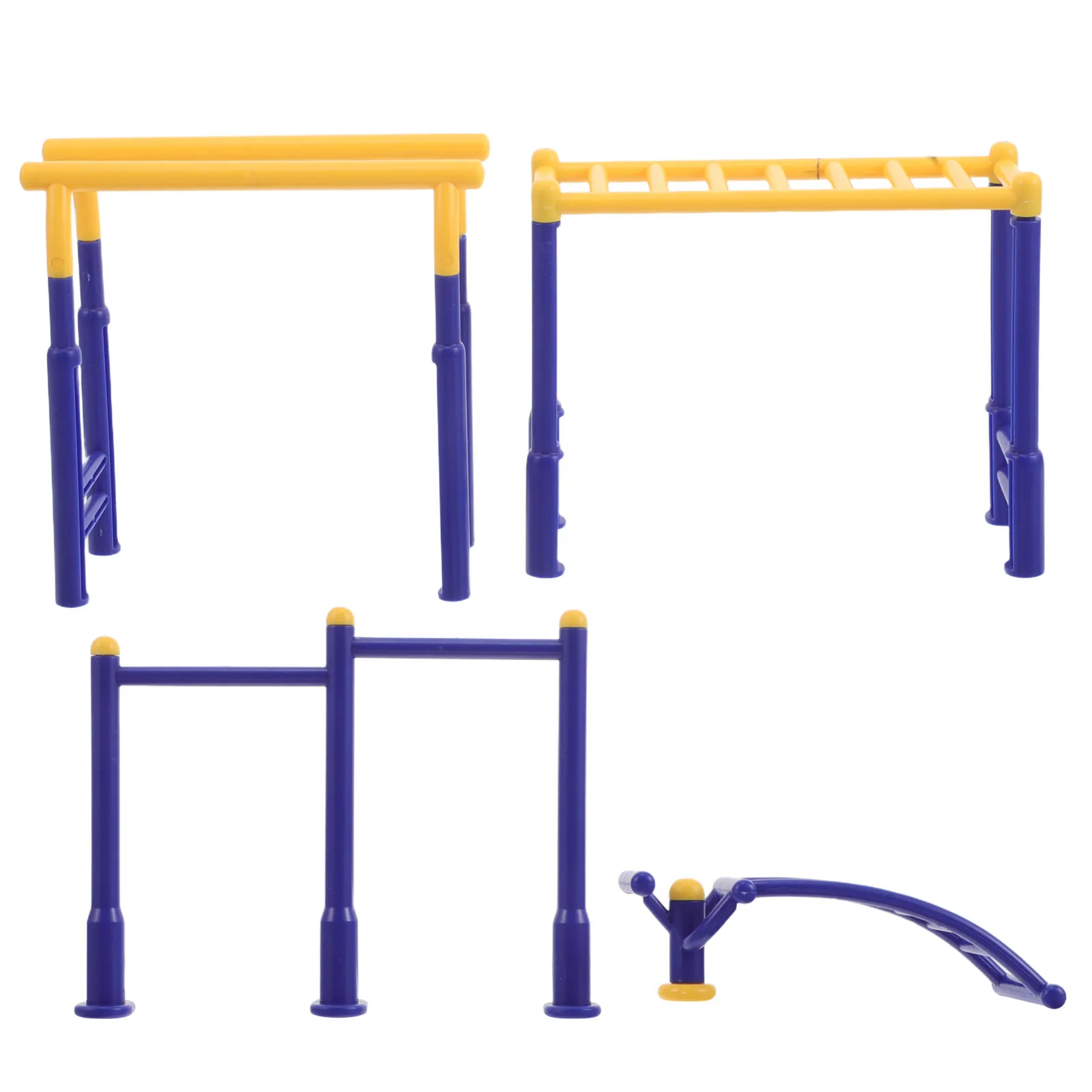 3Pcs Miniature Gym Equipment Realistic Outdoor Fitness Set Horizontal Bar Waist Twisting Dollhouse Accessories Sand Table