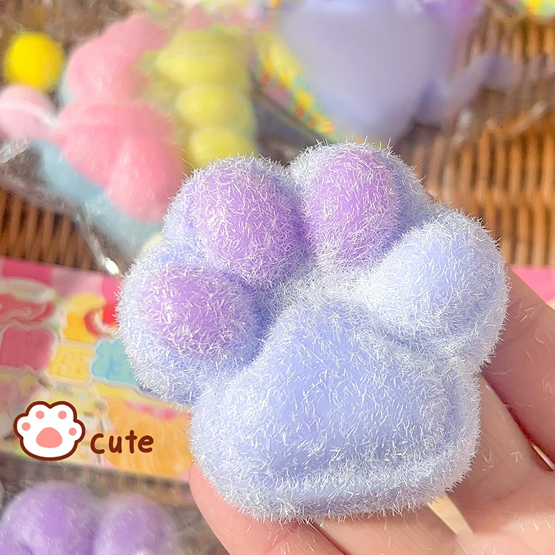 Mochi Taba Cat Paw With Flocking New Fidget Toy Kawaii Plush TPR Cat Paw Soft Relief Relax Toys