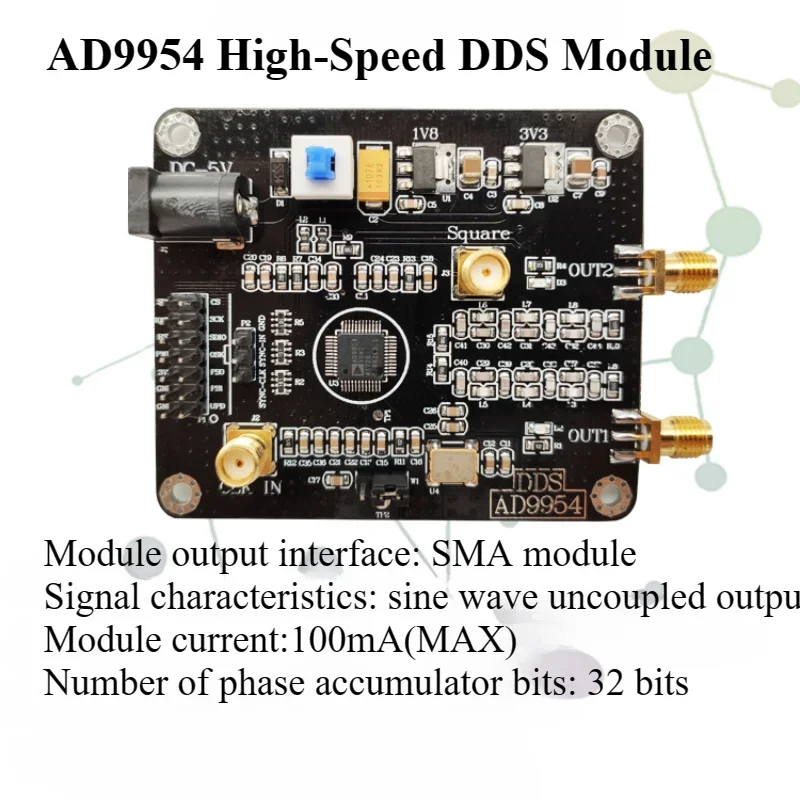 AD9954 DDS Signal Generator Module Sine Wave Square Wave RF Signal Source 400M Main Frequency Development Board