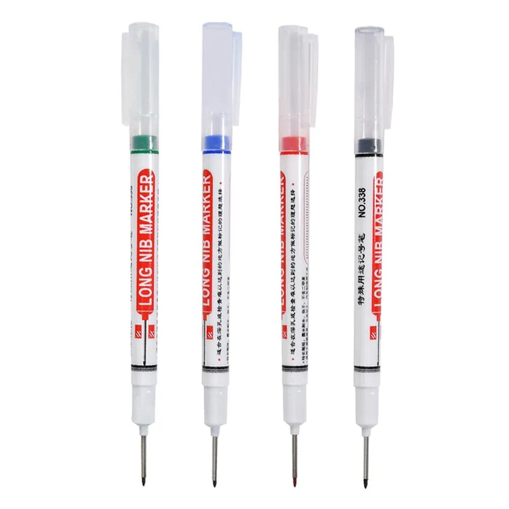 

Набор из 4 маркеров с длинным наконечником для глубоких отверстий, тонкий стержень, прецизионный инструмент для маркировки дерева, металла, стекла, пластика, для строительства, столярных работ, сварки