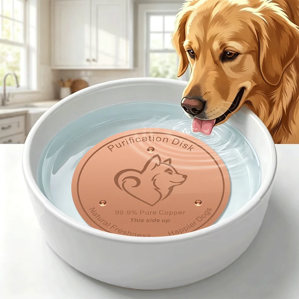 Pure Copper Pet Water Filter Disc 99.9% Purification Plate99.9% Pure Copper Pet Water Purification Disk for Dogs and Cats