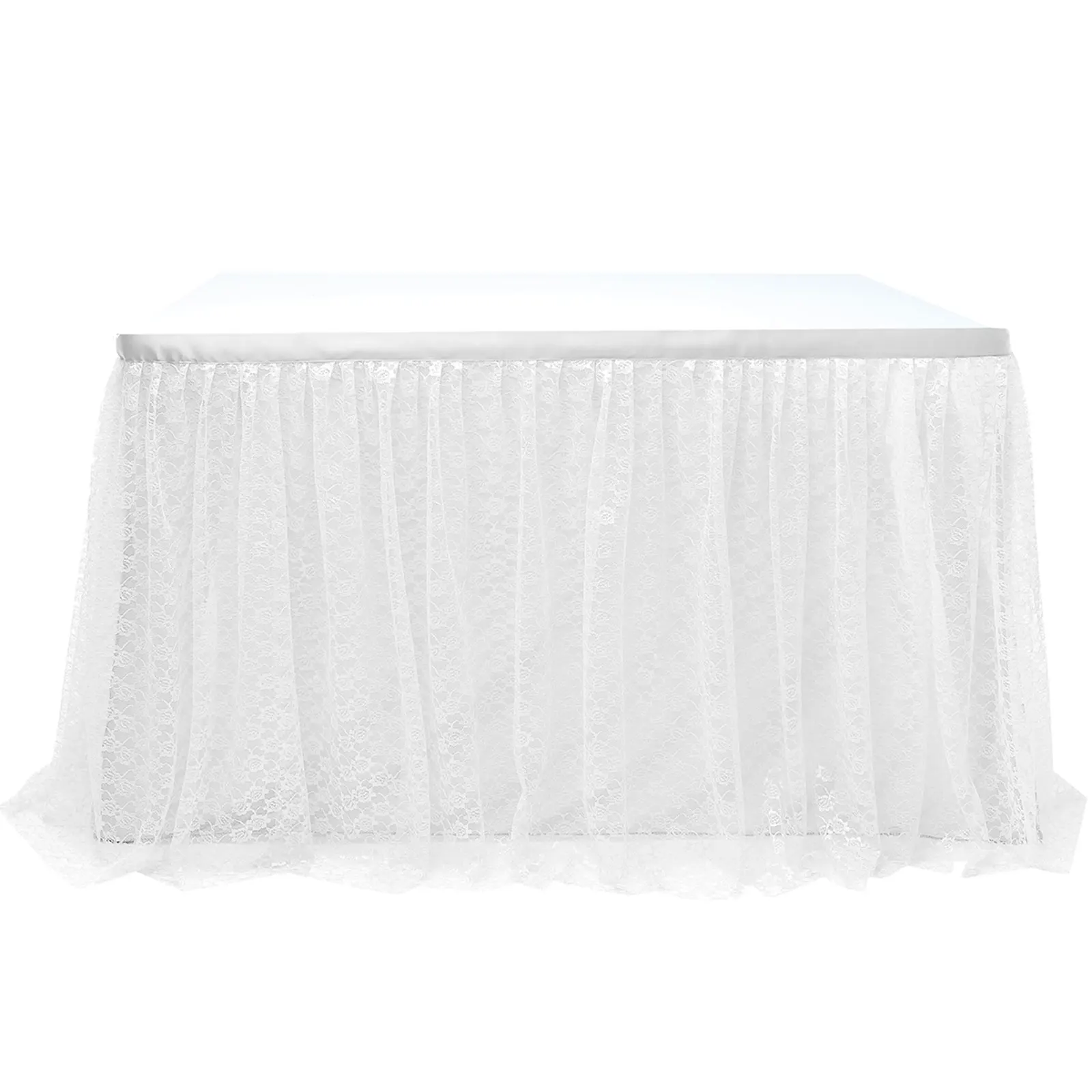 

White Mesh Table Skirt Lace Tablecloth Reusable Party Birthday Festive Baby Shower Decorative Cover Cloth