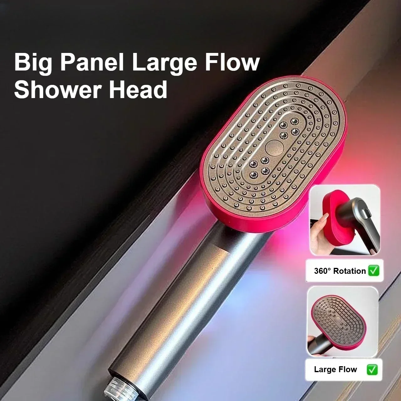 360° Rotation 13CM Big Panel Large Flow Shower Head 4 Modes High Pressure Water Saving Filter Spray Nozzle Bathroom Accessories