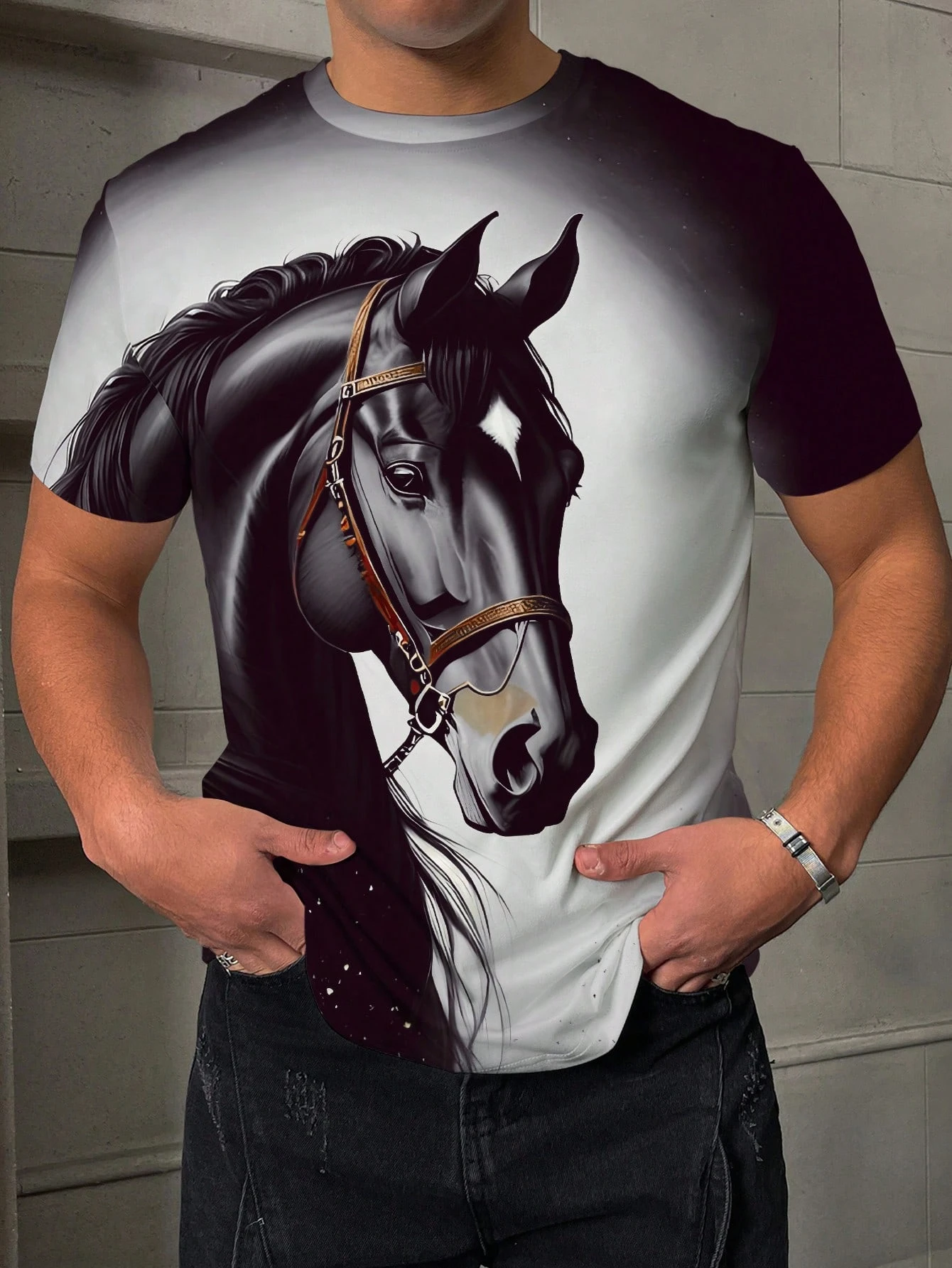 Men's 3D Animal Horse Printed T-shirt 2025 Summer New Men's Round Neck T-shirt Casual Comfortable Hip Hop Pullover Short Sleeve