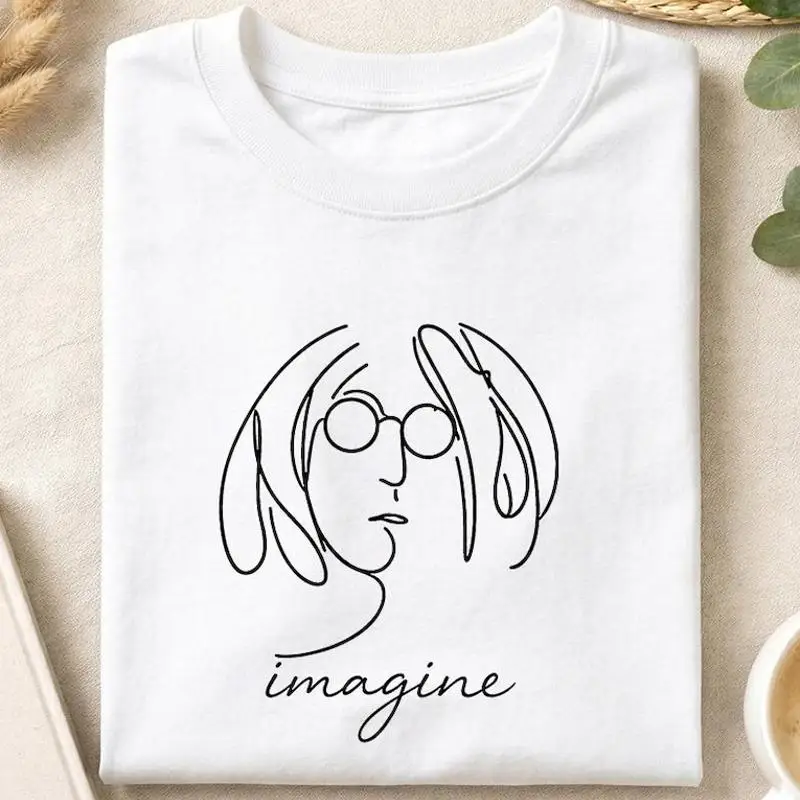 Imagine Minimalist Musician Line Art Classic Rock T-Shirt