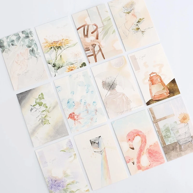 28 Pcs/Set Light Within Me Series Lomo Card Mini Postcard Creative Watercolor Hand-painted Message Cards Birthday Gift Card