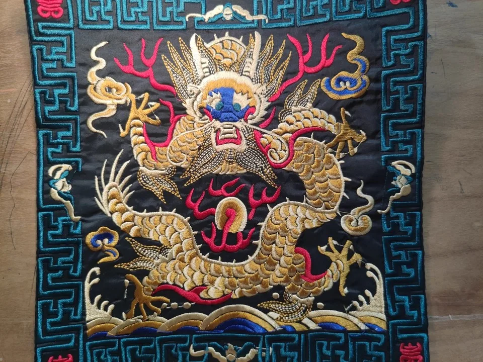 1PC  Silky Oriental Chinese Embroidered Dragon Home Decor Pillow Cases Living Room Decorative Cushion Couch Sofa Pillowcases