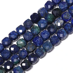7mm AAA Faceted Cube Beads Natural Stone Lapis Lazuli Square Spacer Beads For Jewelry Making DIY Bracelets Accessories