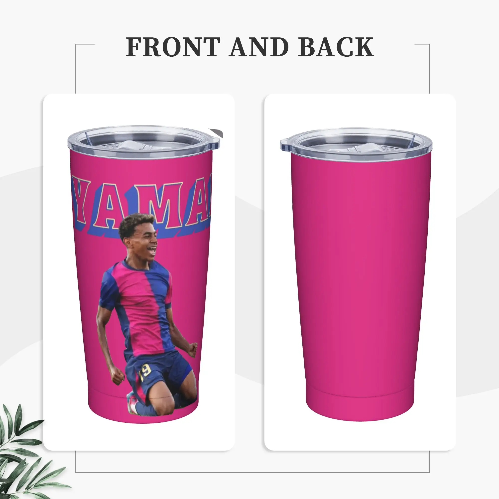 Lamine Y-Yamal Tumbler Vacuum Insulated Football Soccer Thermal Cup with Lid Straw Office Home Mug Hot Cold Drink, 20oz