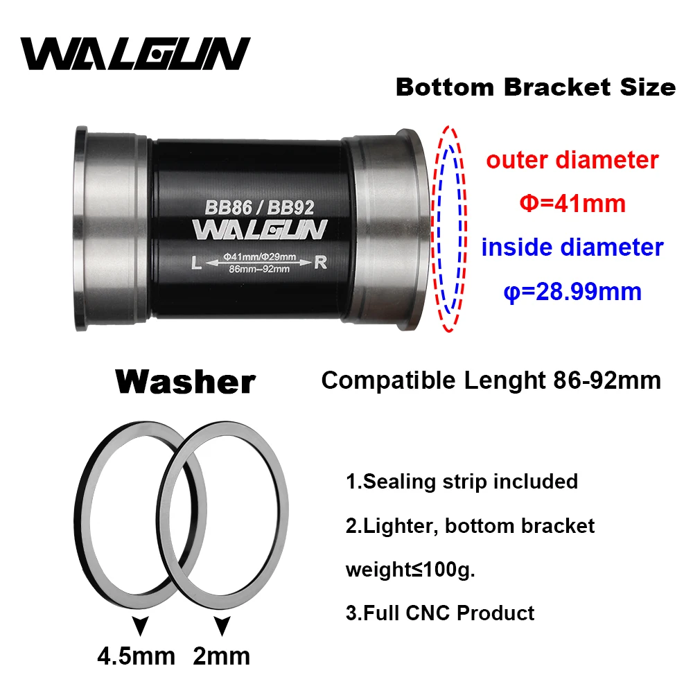 Walgun-Pièces de rechange pour cadre de vélo, pédalier, presse, diamètre 41mm, PFRivière DUB pour SRM DUB, support rapide astronomique, BB86, BB92