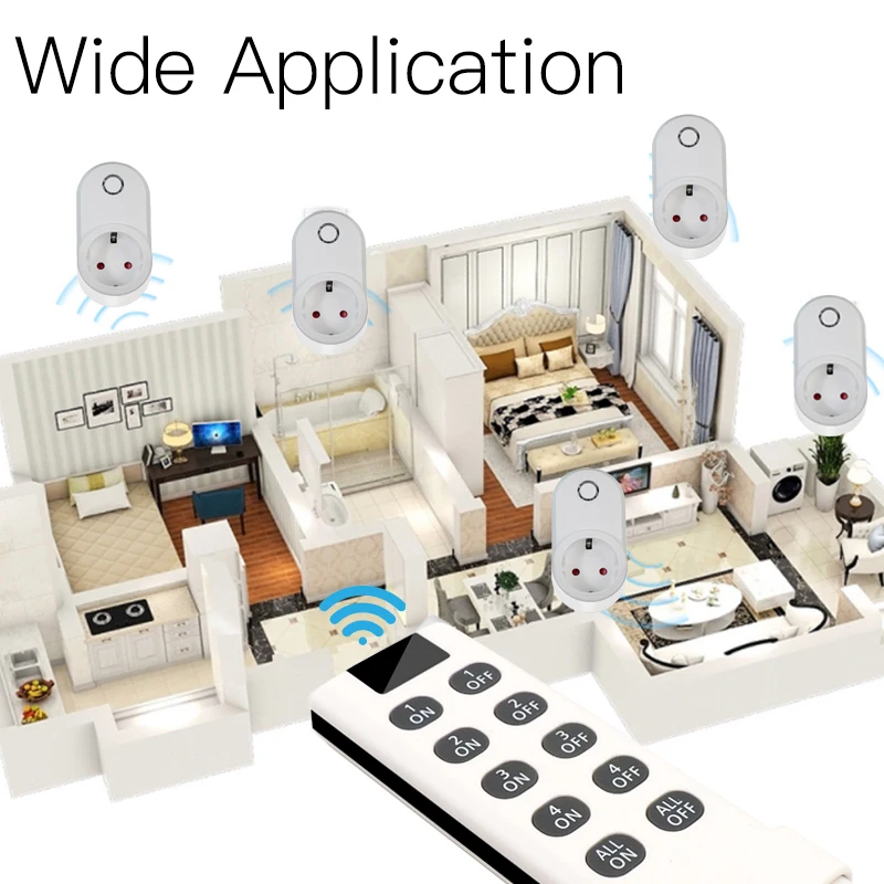 433MHz Wireless Remote Control Plug EU FR Universal Smart Socket 220V 15A Power Outlet for Smart Home/Lamp LED/Fan/illumination