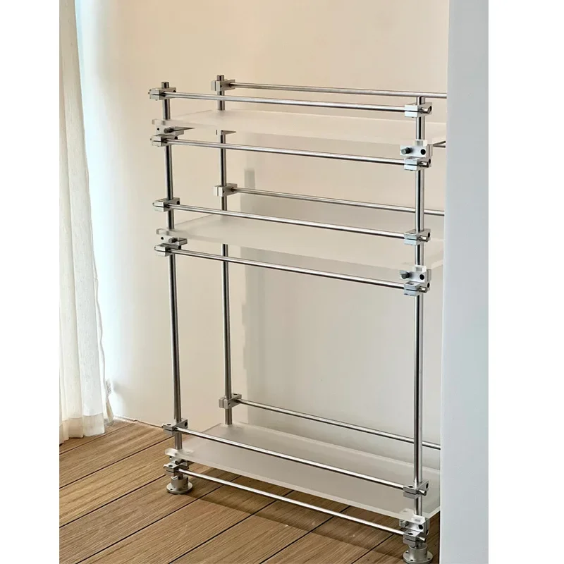 Removable metal rack flower rack storage rack display case acrylic cart living room aluminum