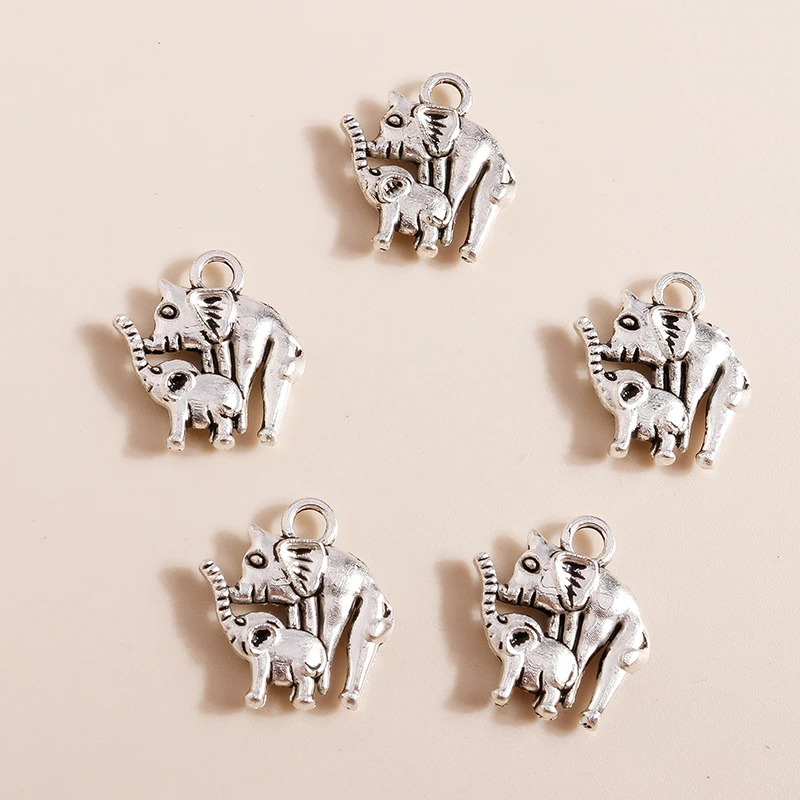 20 Stück 14x15mm Cartoon-Tieranhänger aus Legierung, Elefantenanhänger für Schmuckherstellung, DIY-Ohrringe, Halsketten, Armband-Zubehör – Detail 4