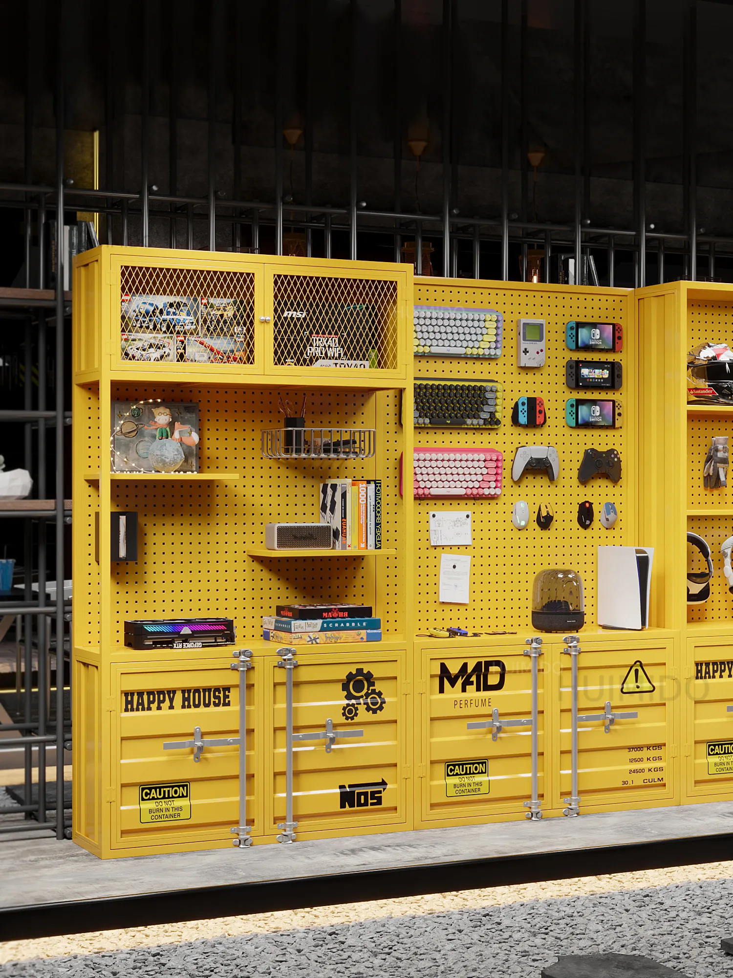 Cave Plate Shelf Industrial Wind Display Cabinet Figure Commercial Tool Cabinet Floor Shelf Shelf Multi-layer Display Cabinet