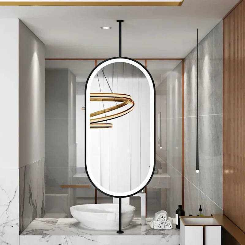 Design Gold Mirror Bathroom Metal Frame Wall Mount Mirror Oval Creative Led Espejos Decorativos Home Decoration Accessories