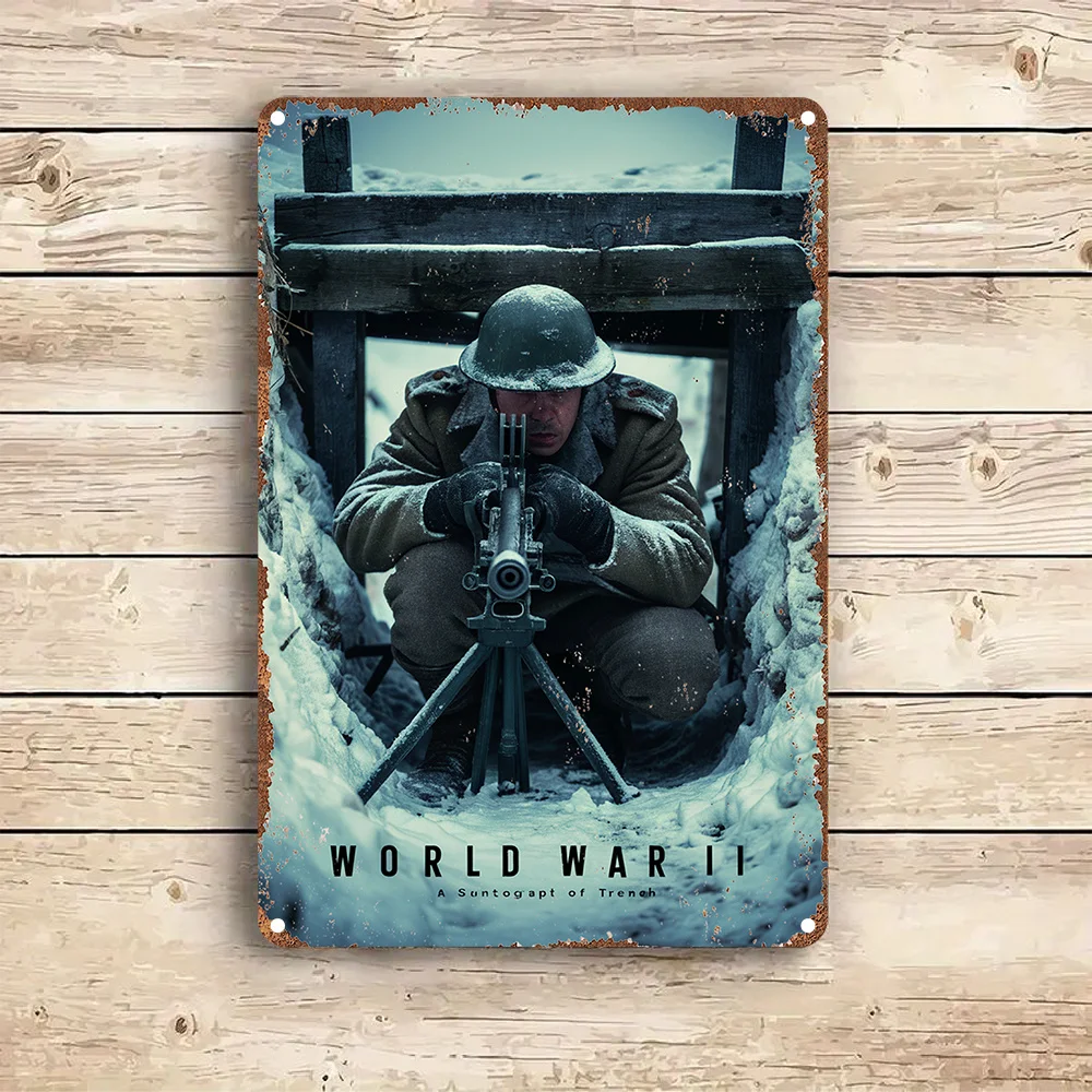 Room Decor  Vintage World War II Aluminum Metal Sign, Military Themed Wall Art, Weather-Resistant Retro Tin Plaque, for Home, Be