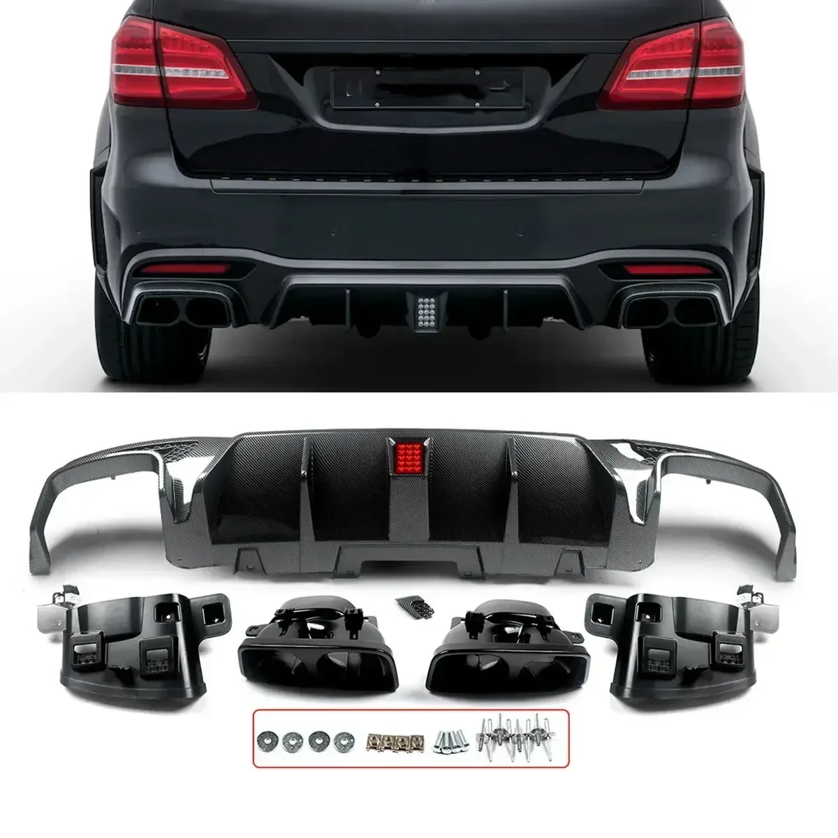 Carbon Look F1 Bs Style Rear Diffuser for Benz W166 GLE X166 GLS AMG 2015-2019