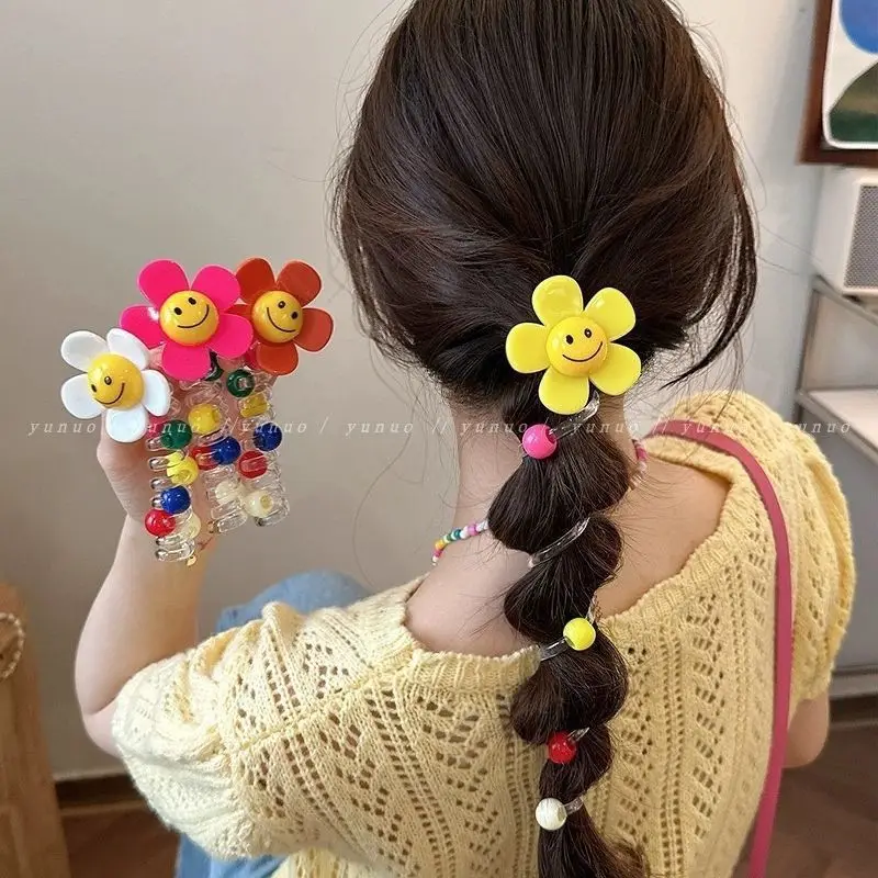 Vigorous Girl~Cute Beaded Horse Tail Weaving Hair Tool Summer Phone Line Hair Loop Headrope 2024 New Super Immortal