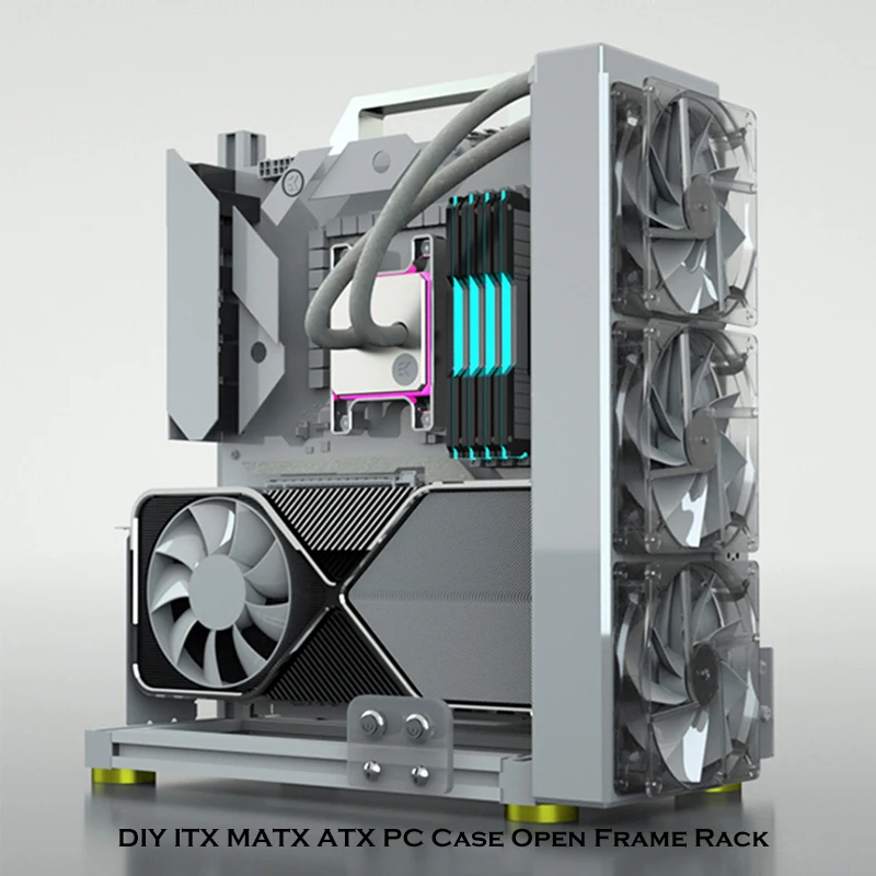 خزانة ألعاب MOD، حافظة ITX MATX ATX PC ذات إطار مفتوح، هيكل ألعاب الكمبيوتر المكتبي المبرد المائي، شخصية عمودية