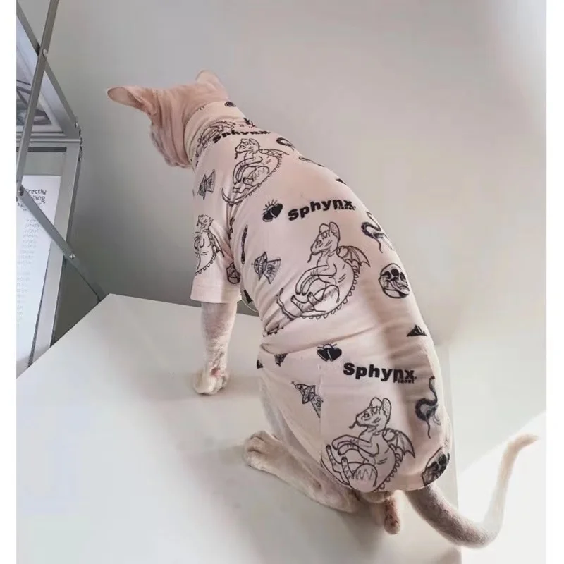 Spyhnx Sphinx Hairless Cat Clothes Snugly Original Devon Konis Tattoo Close-fitting Comfortable Undercoat T-shirt Cat Pajamas