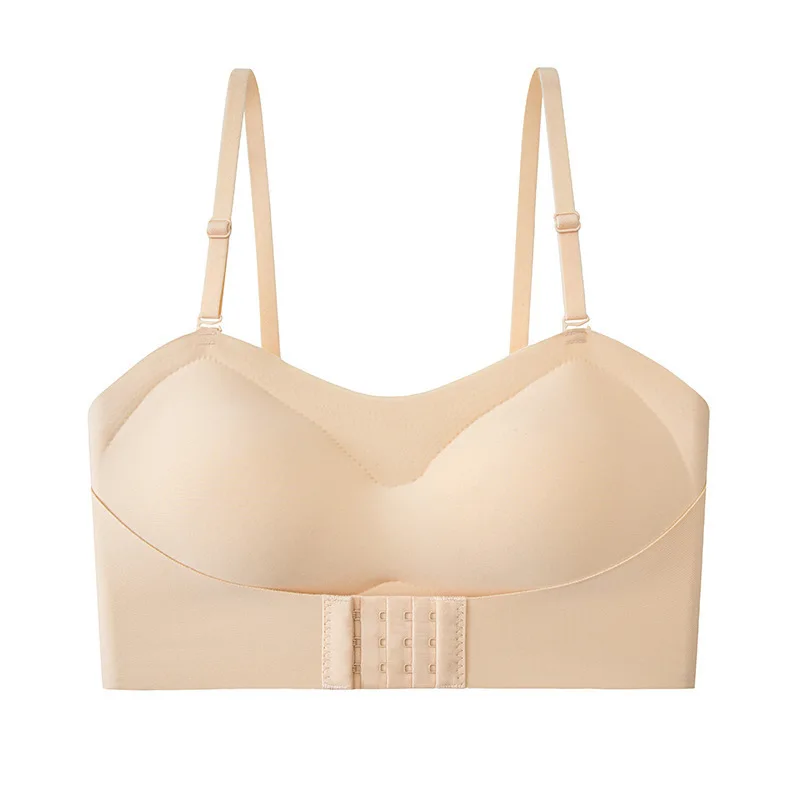 Tube Top Strapless Antislip Knoopondergoed Kleine borst Push-up Dun Geen stalen ring Rugloze bh