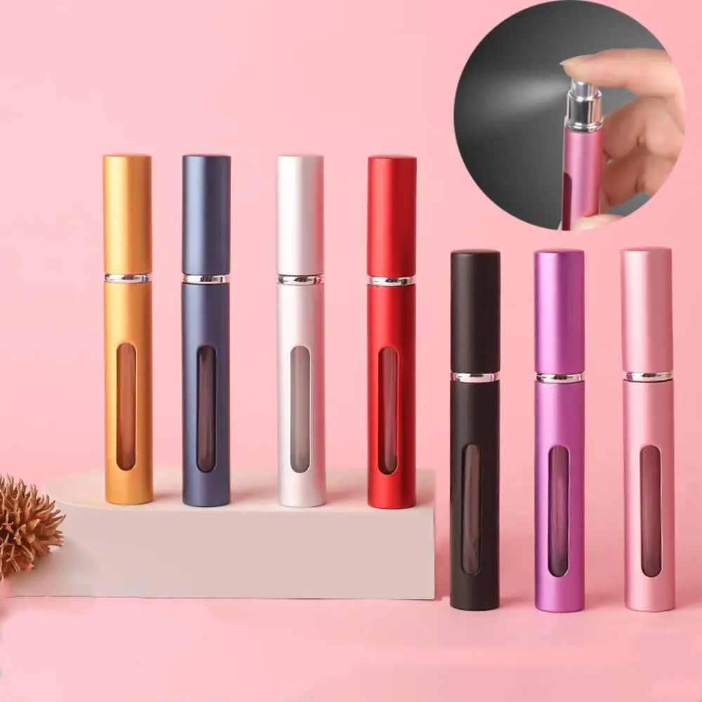 5ml Portable Perfume Bottle Mini Metal Sprayer Refillable Aluminum Empty Glass Atomizer Travel Women Cosmetic Containers