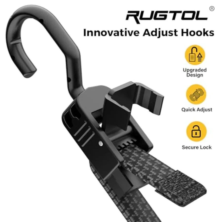 Bungee Cords with Hooks, 48 Inch Adjustable Flat Bungee Straps with Quick Release Buckle, Rubber Heavy Duty Elastic Cords with