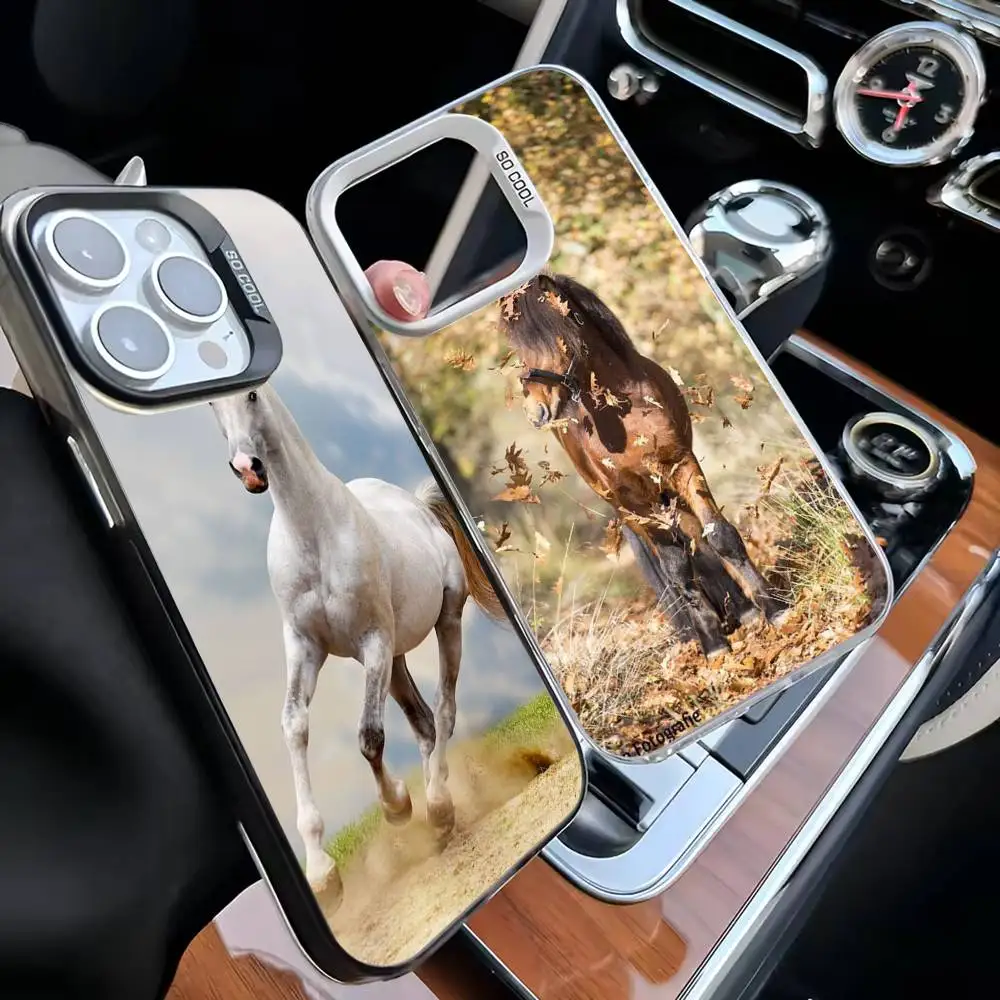 

Horse Great Beauty Galloping Phone Case For iPhone17,16,15,14,13,12,11 Plus,Pro Max White Matte Shockproof Cover