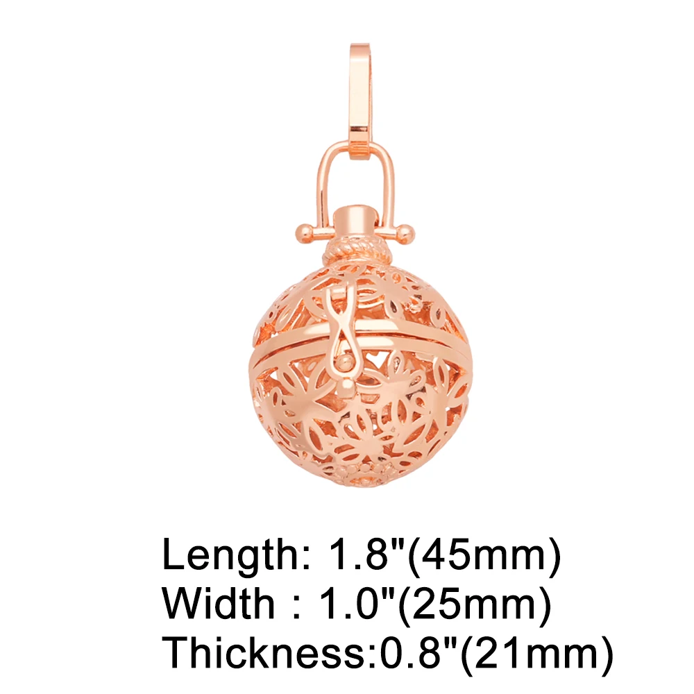 OCESRIO Chime Music Angel Ball Caller Locket Necklace Pendant Copper Gold Plated Essential Oil Jewelry Making Supplies pdtb171