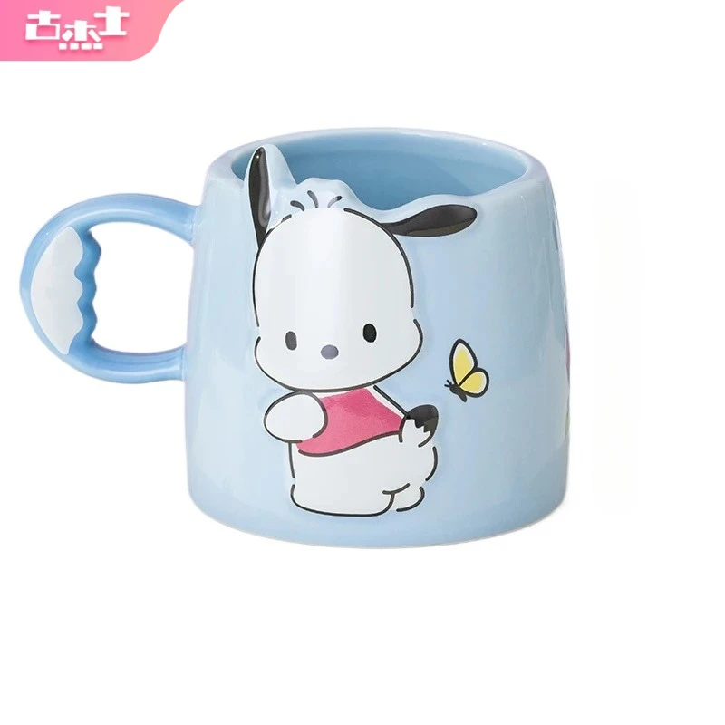 

For Sanrio Pochacco Mugs Ceramic Coffee Cups for Hello Kitty Kawaii Couple Cup with Handle Home Drinking Water Cup for Girl Gift