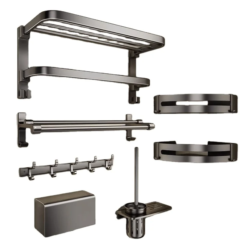 

Wall-mounted toilet towel rack accessories set 6 pieces Other accessories Toilet hardware Bathroom accessories set