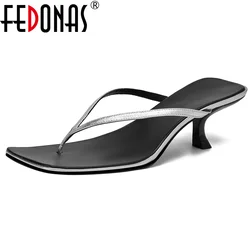 FEDONAS Fashion Women Genuine Leather High Heels Flip-flop Casual Shoes Woman Sexy Party Shoes Prom Pumps Summer Slippers