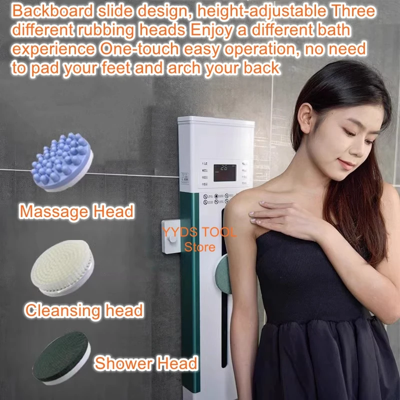 Automatic mud rubbing machine soft hair lazy youth bath scrubber wall-mounted electric bath brush back rubbing device