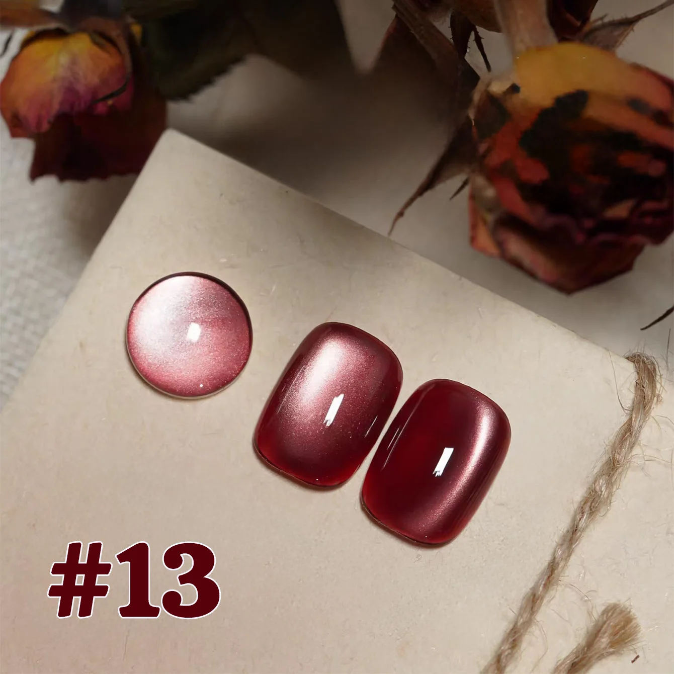 

1-24pcs TC Summer Autumn Maple Forest Evening Cat Eye Gel Nail Polish 2025 New High Grade Explosion Flash Halloween Red Nails