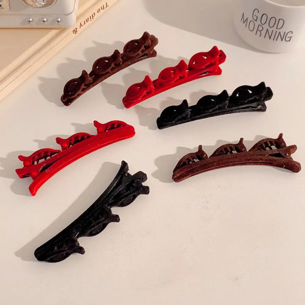 الحلو لطيف مزاجه المخملية الفتيات الاطفال النساء إكسسوارات الشعر مضفر الجانب كليب التسنين منقار البط كليب الكورية نمط دبوس الشعر