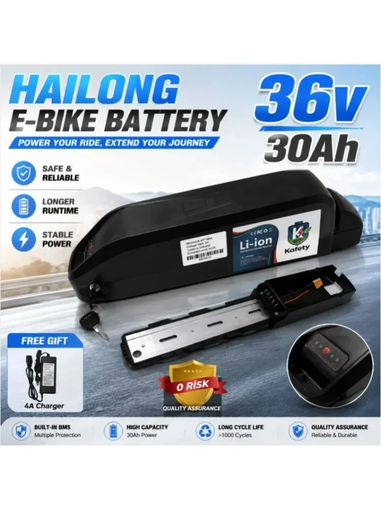 Hailong 21700 Zellen E-Bike Akku 36V 48V 30Ah mit Ladegerät für Bafang BBS02 BBS03 BBSHD 250-1000W Motor EU Polen Lager