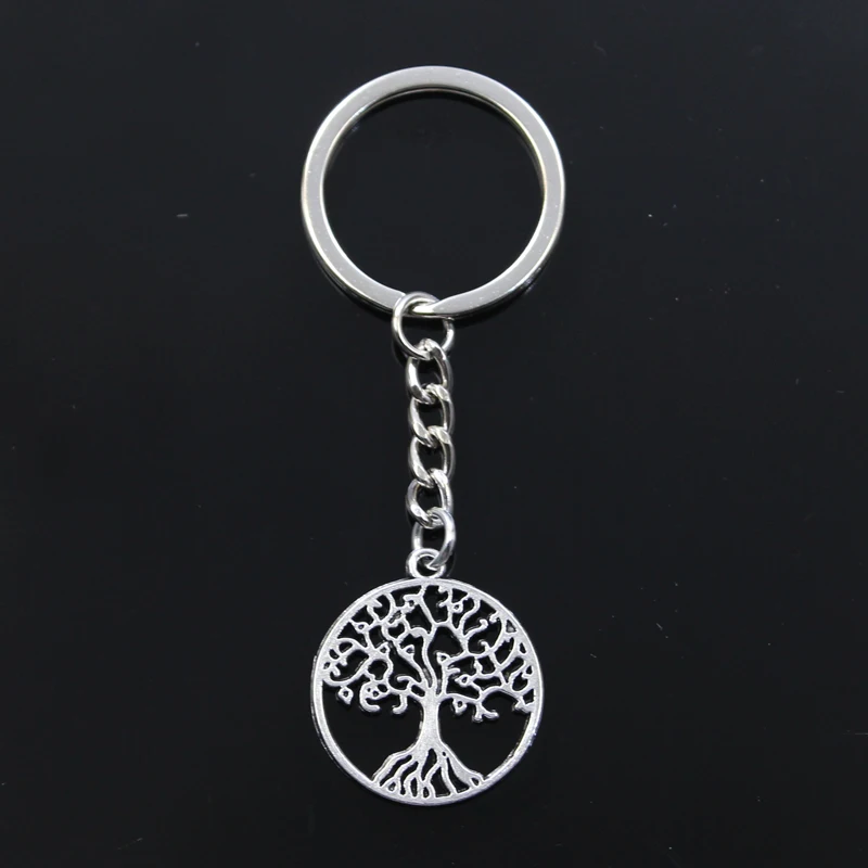 New Keychain 29x26mm Life Tree Pendants DIY Men Car Key Chain Ring Holder Keyring Souvenir Jewelry Gift