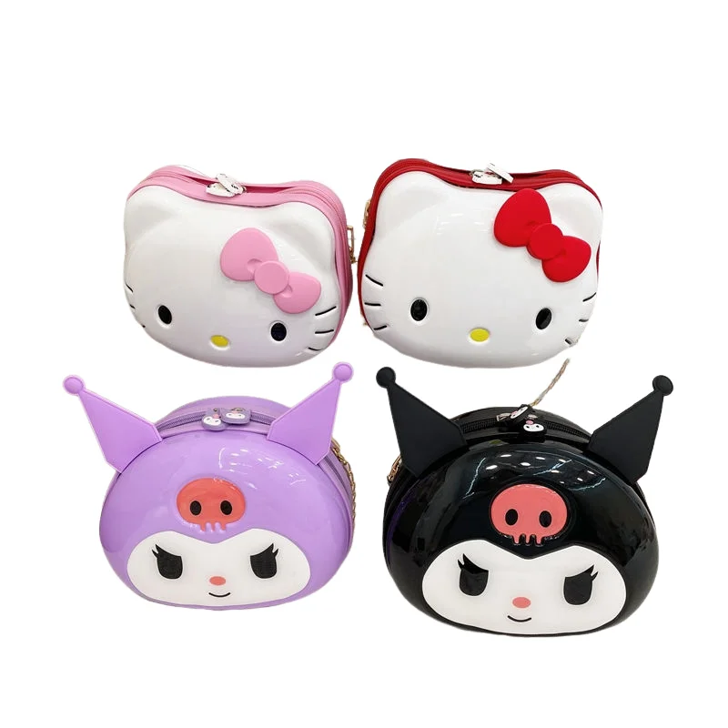 Sanrio Hello Kitty Girl Chain Bag Kuromi Cartoon Cute Kawaii Crossbody Bag Hard Shell Threedimensional Fashion Mobile Phone Bag